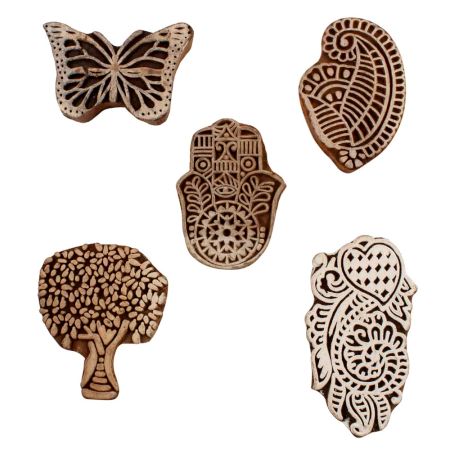 Set of 5 Piece New Mix Wooden Printing Blocks